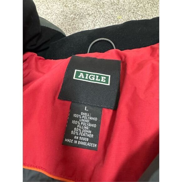 Aigle Down Filled Red & Black Puffer Coat Large - Picture 9 of 9